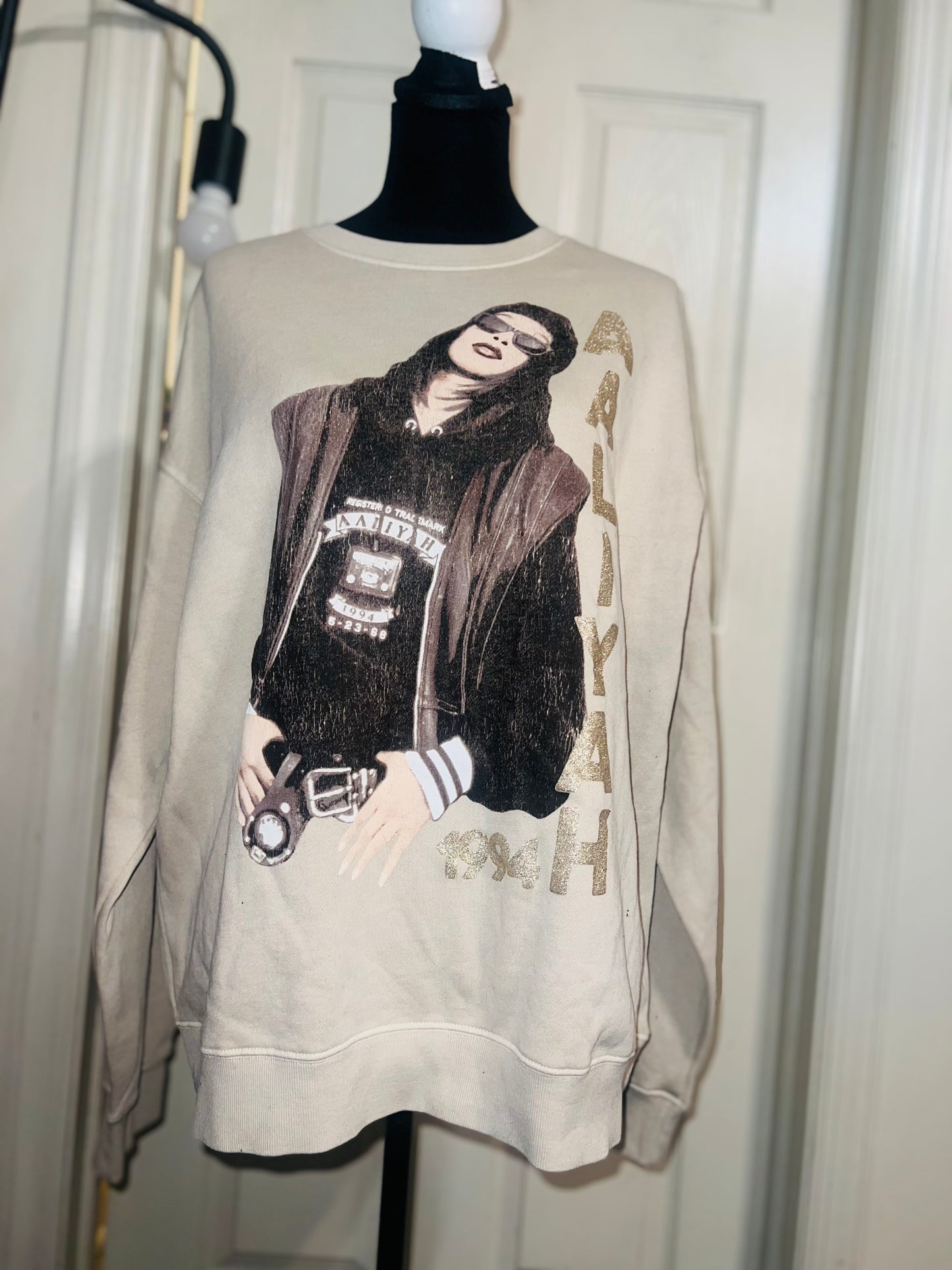 Aaliyah Oversized Distressed Sweatshirt