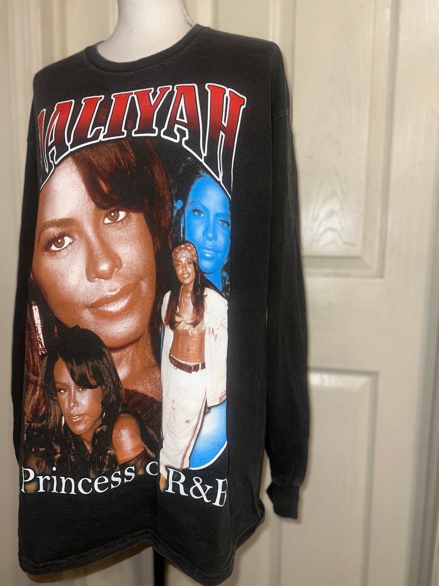 Aaliyah Oversized Distressed Long Sleeve Tee