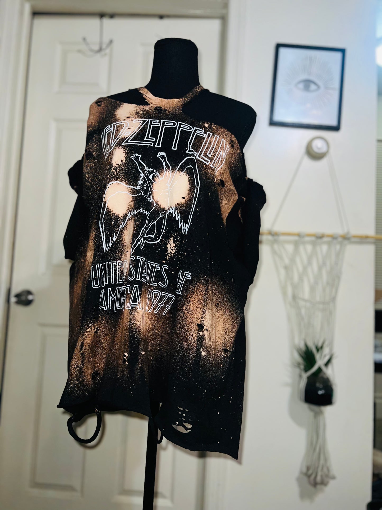 Led Zeppelin Bleached Oversized Distresed Tee