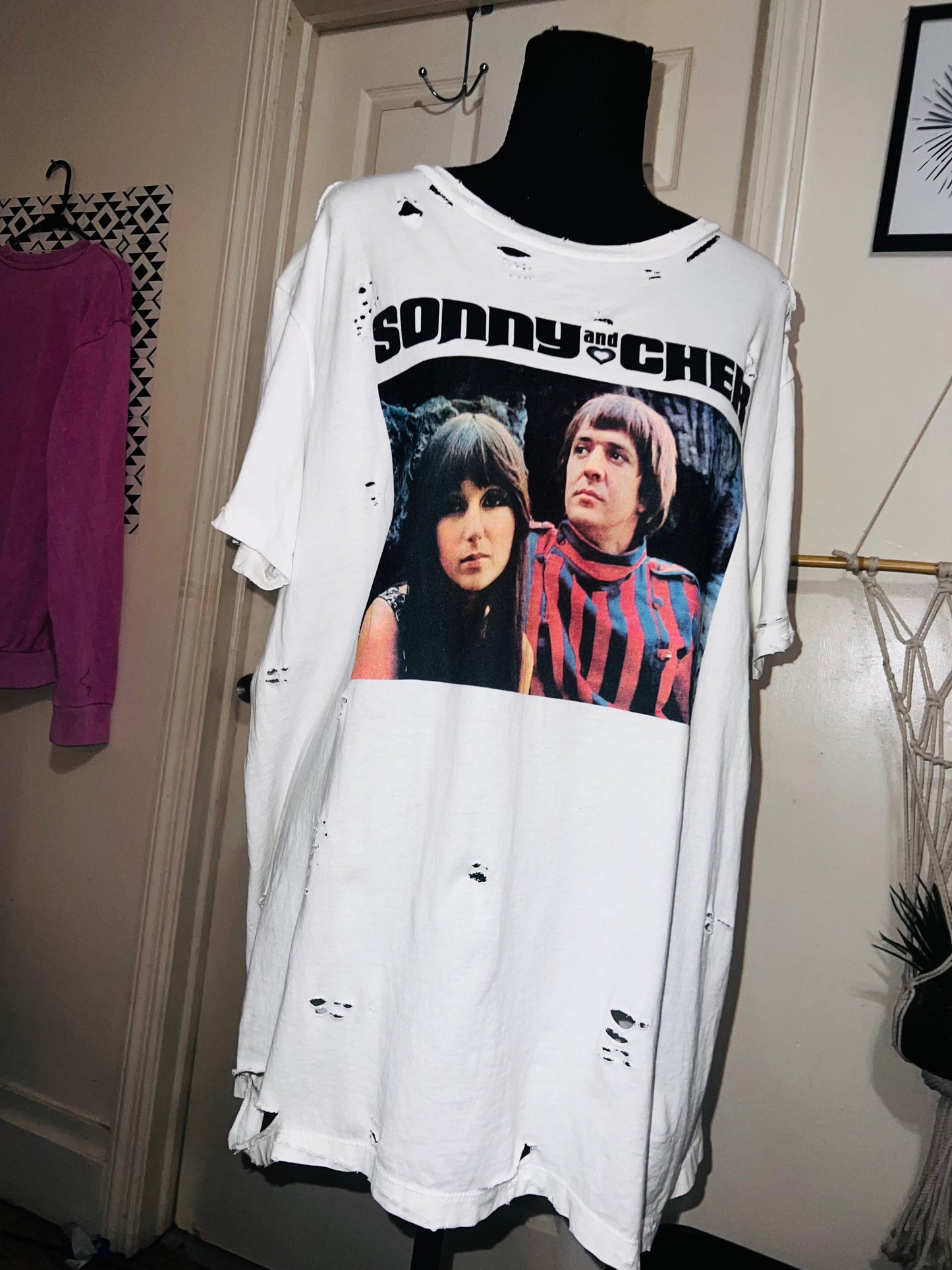 Sonny and Cher Oversized Distressed Tee