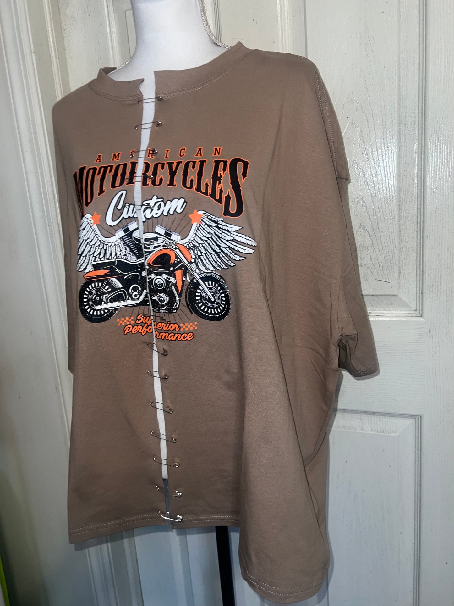 Motorcycle Split Distressed Oversized Tee
