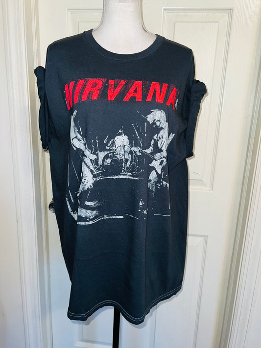 Nirvana Double Sided Oversized Distressed Tee
