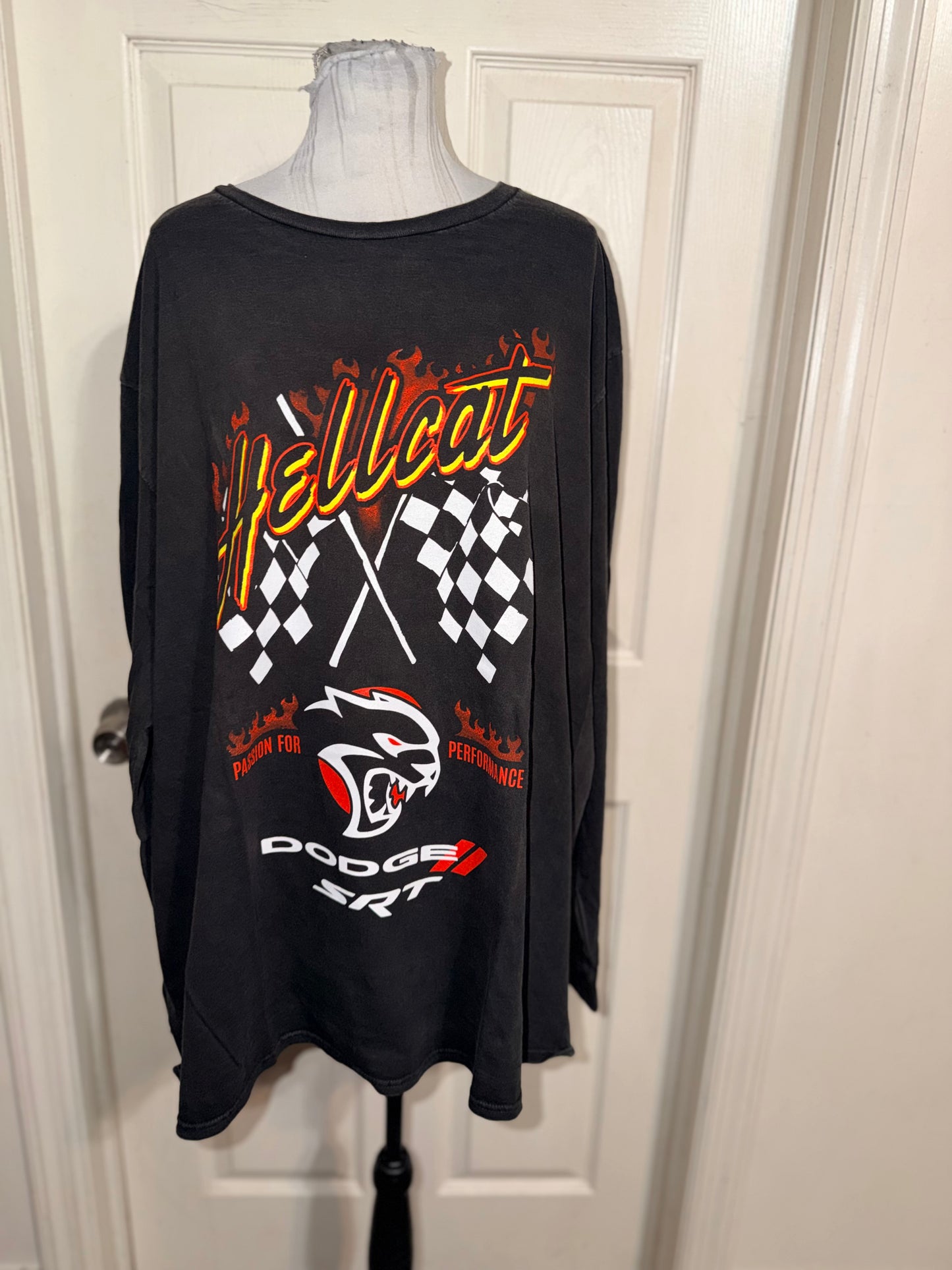 Dodge Hellcat Oversized Distressed Long Sleeve Tee