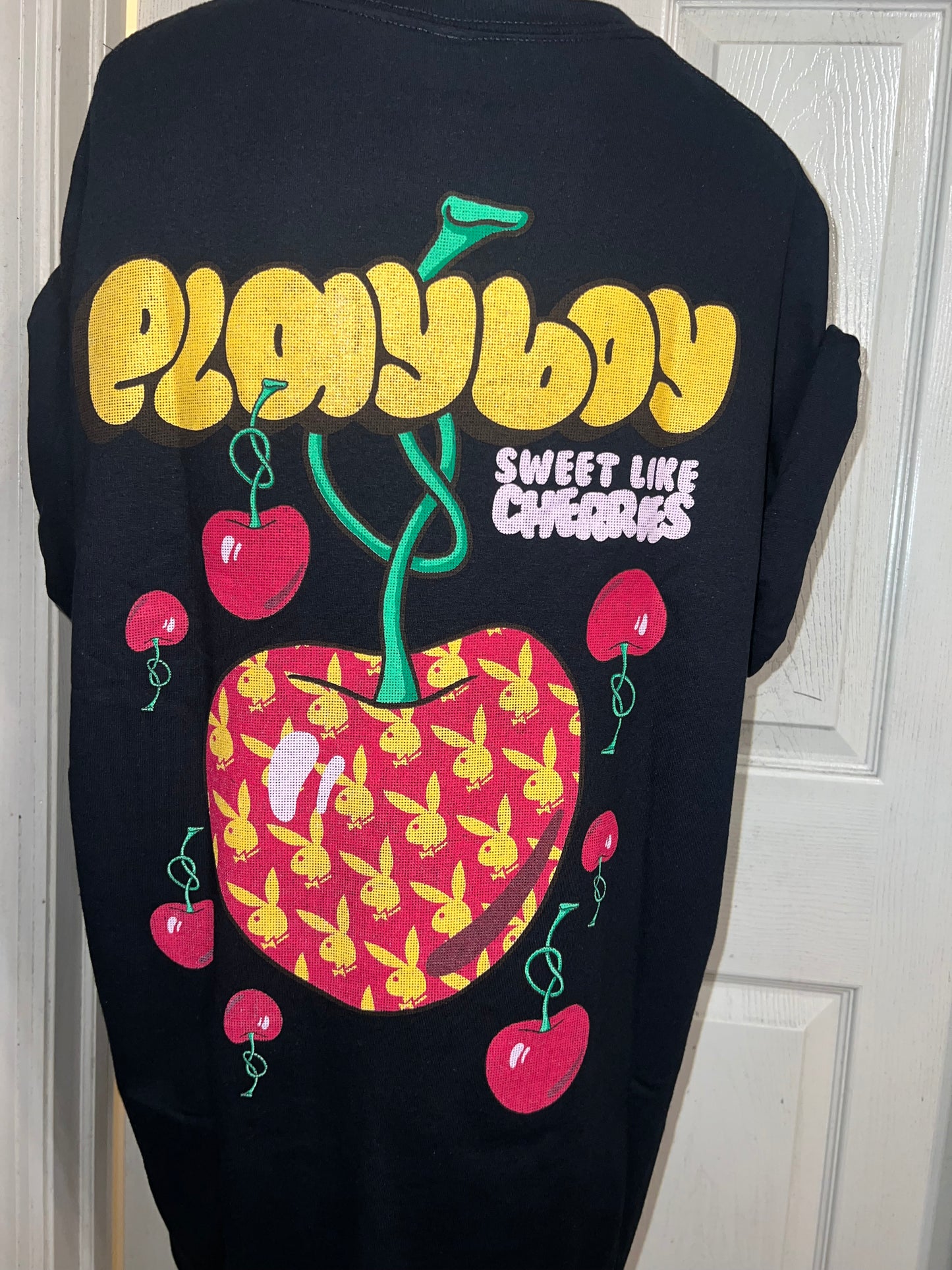 Playboy Cherry Double Sided Oversized Distressed Tee
