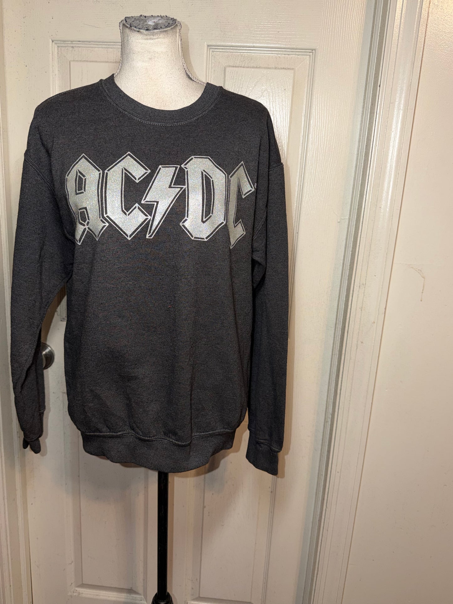 AC/DC Double Sided Oversized Distressed Sweatshirt
