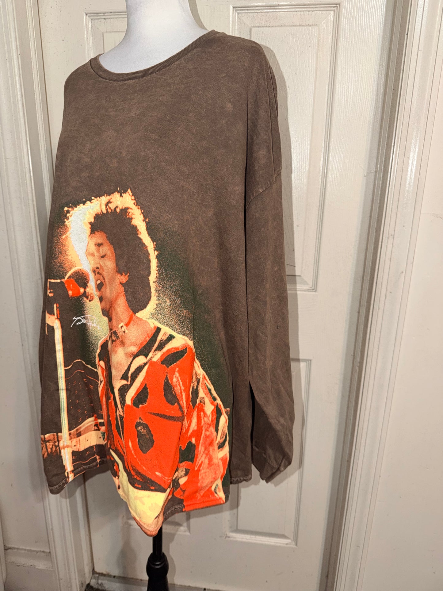 Jimi Hendrix Oversized Distressed Long Sleeve Tee