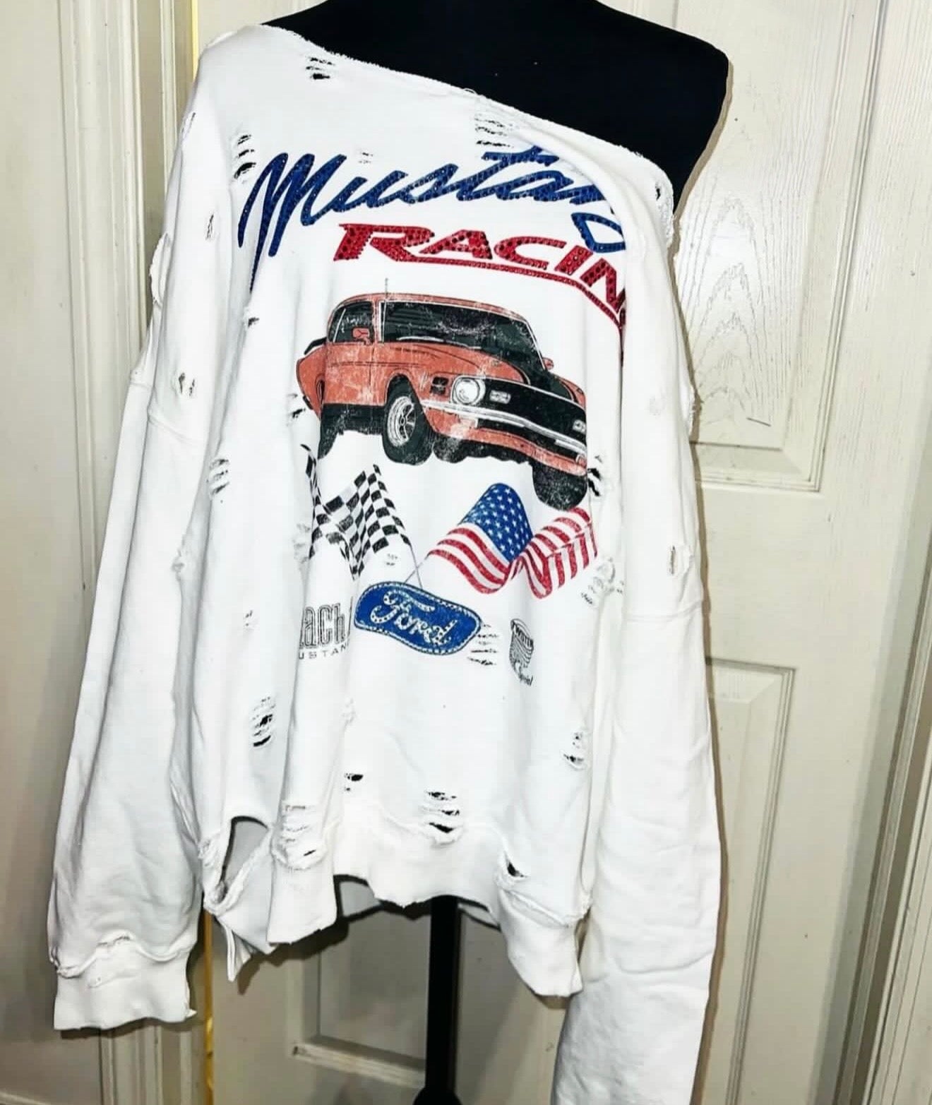 Ford Mustang Oversized Distressed Sweatshirt