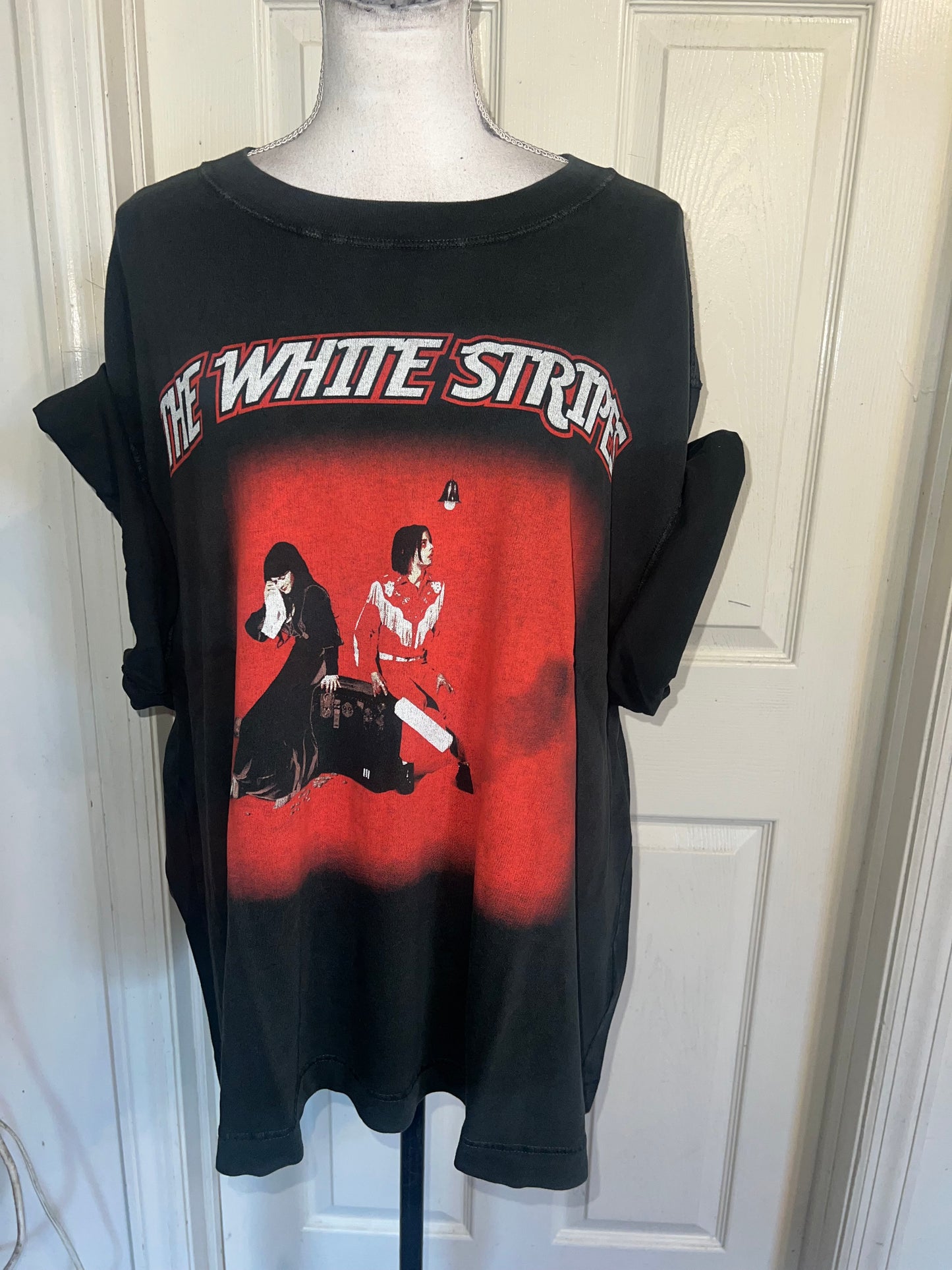The White Stripes Double Sided Oversized Distressed Tee