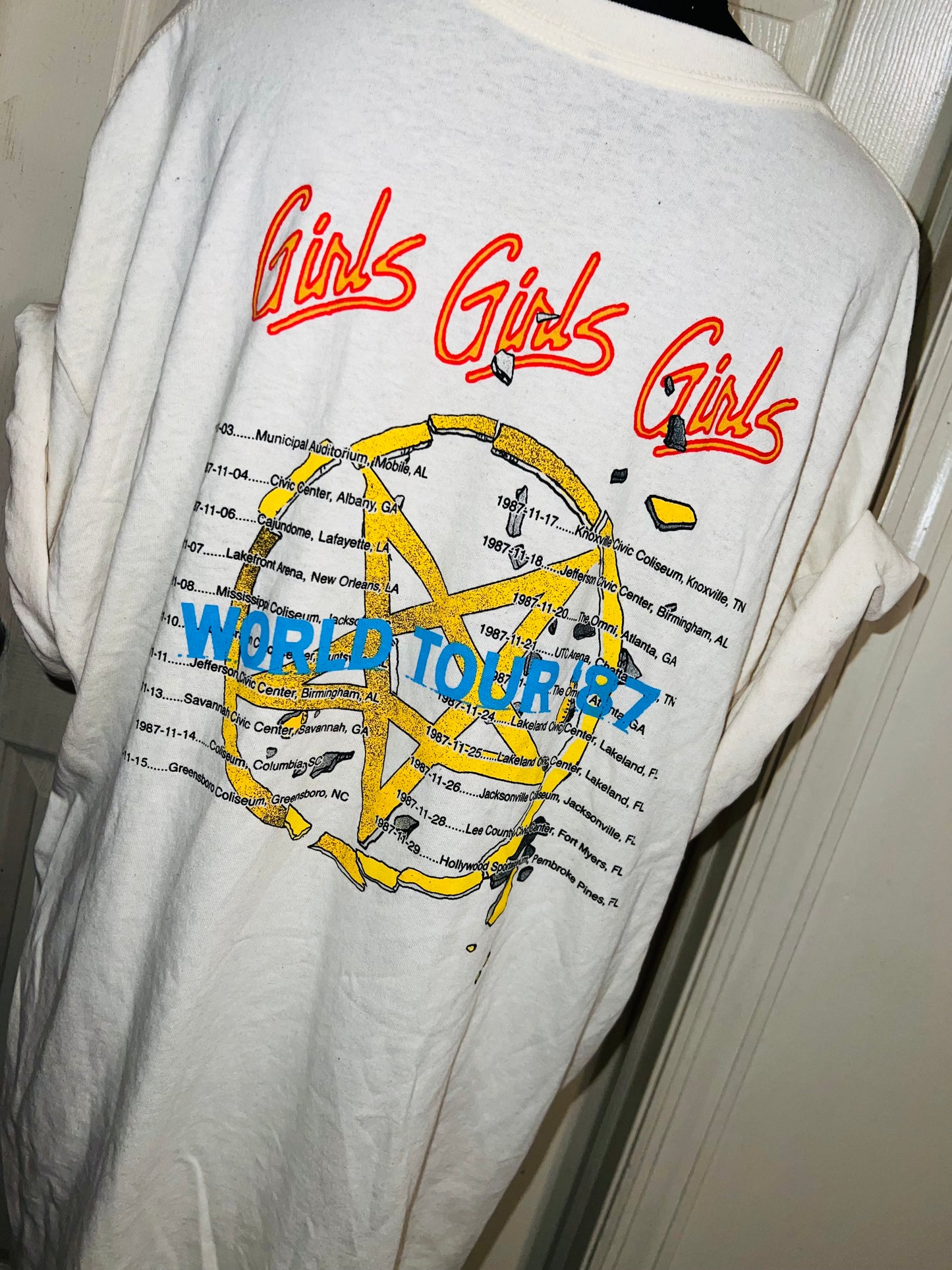 Motley Crue Tour Double Sided  Oversized Distressed Tee