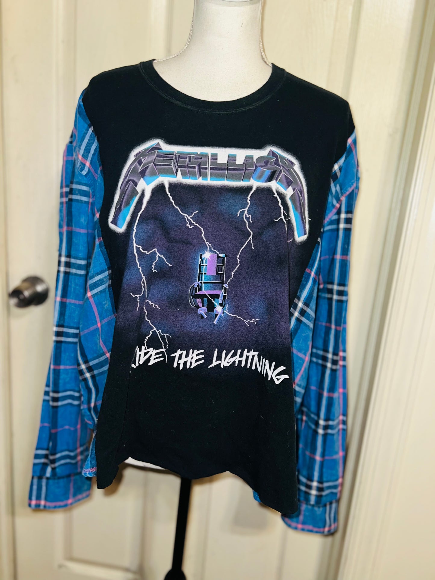 Metallica Oversized Distressed Flannel Long Sleeve Tee