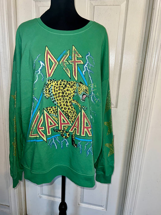 Def Leppard Oversized Distressed Sweatshirt