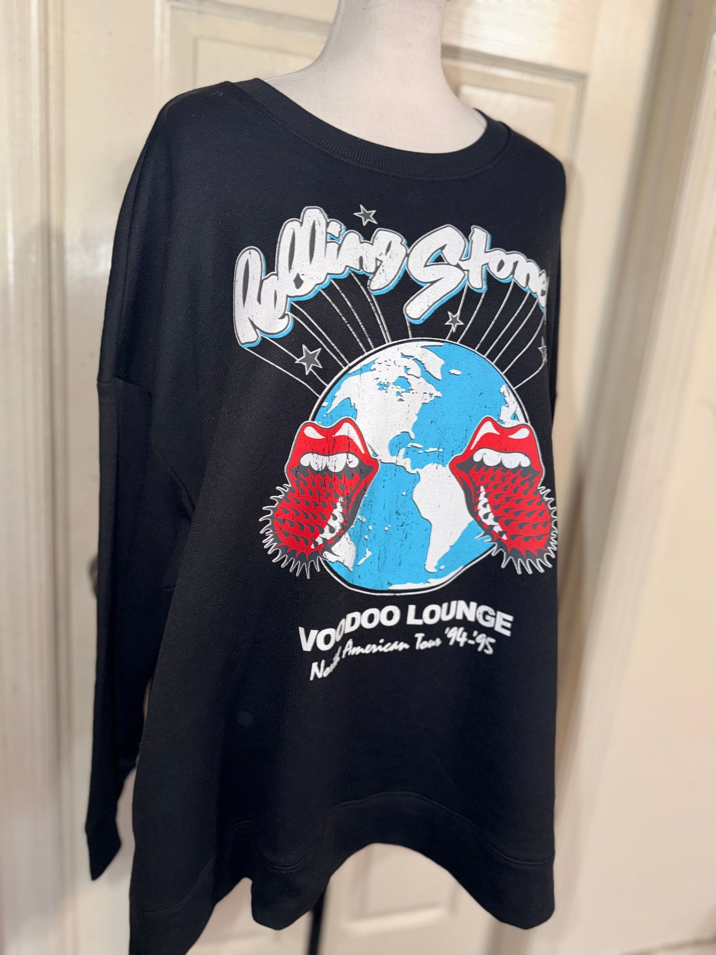 The Rolling Stones Double Sided Oversized Distressed Sweatshirt