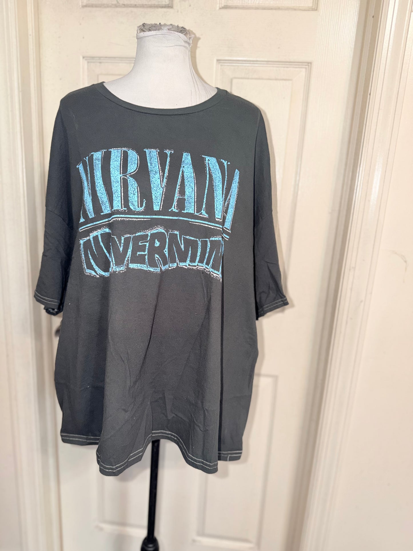 Nirvana Double Sided Oversized Distressed Tee