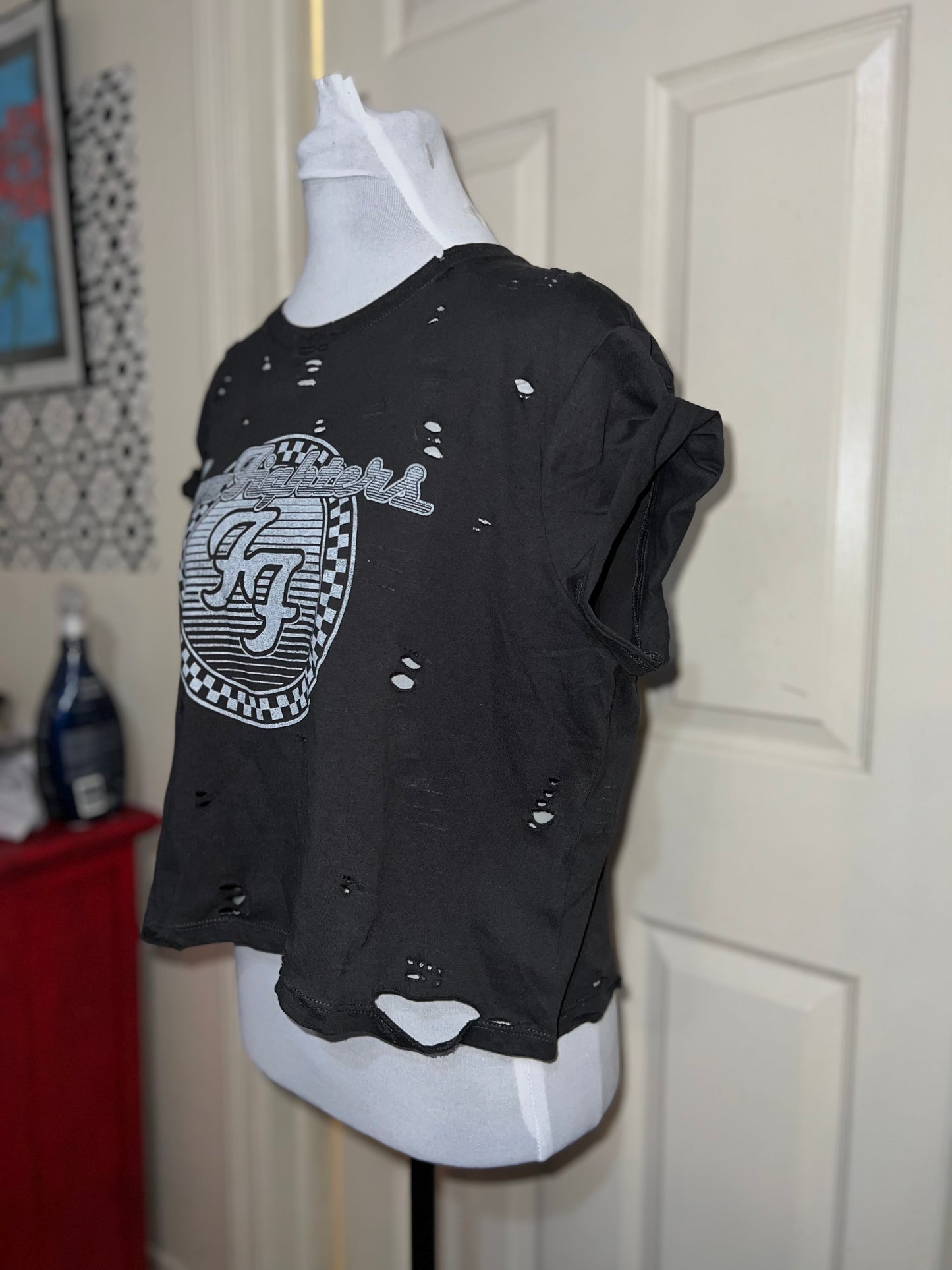 Foo Fighters Oversized Distressed Baby Tee