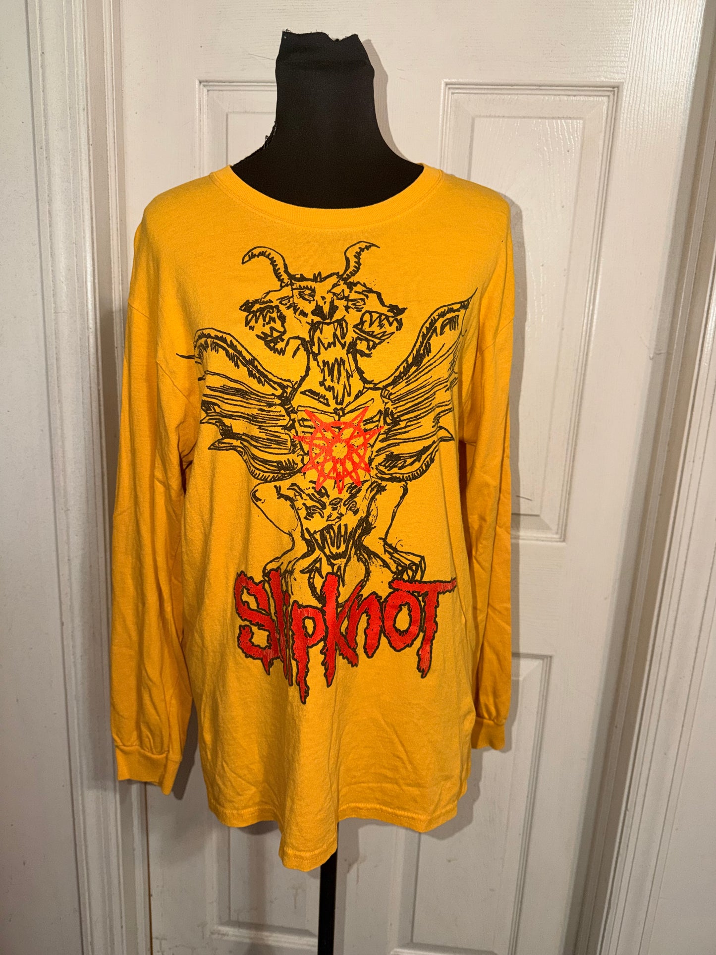 Slipknot Double Sided Vintage Oversized Distressed Long Sleeve Tee