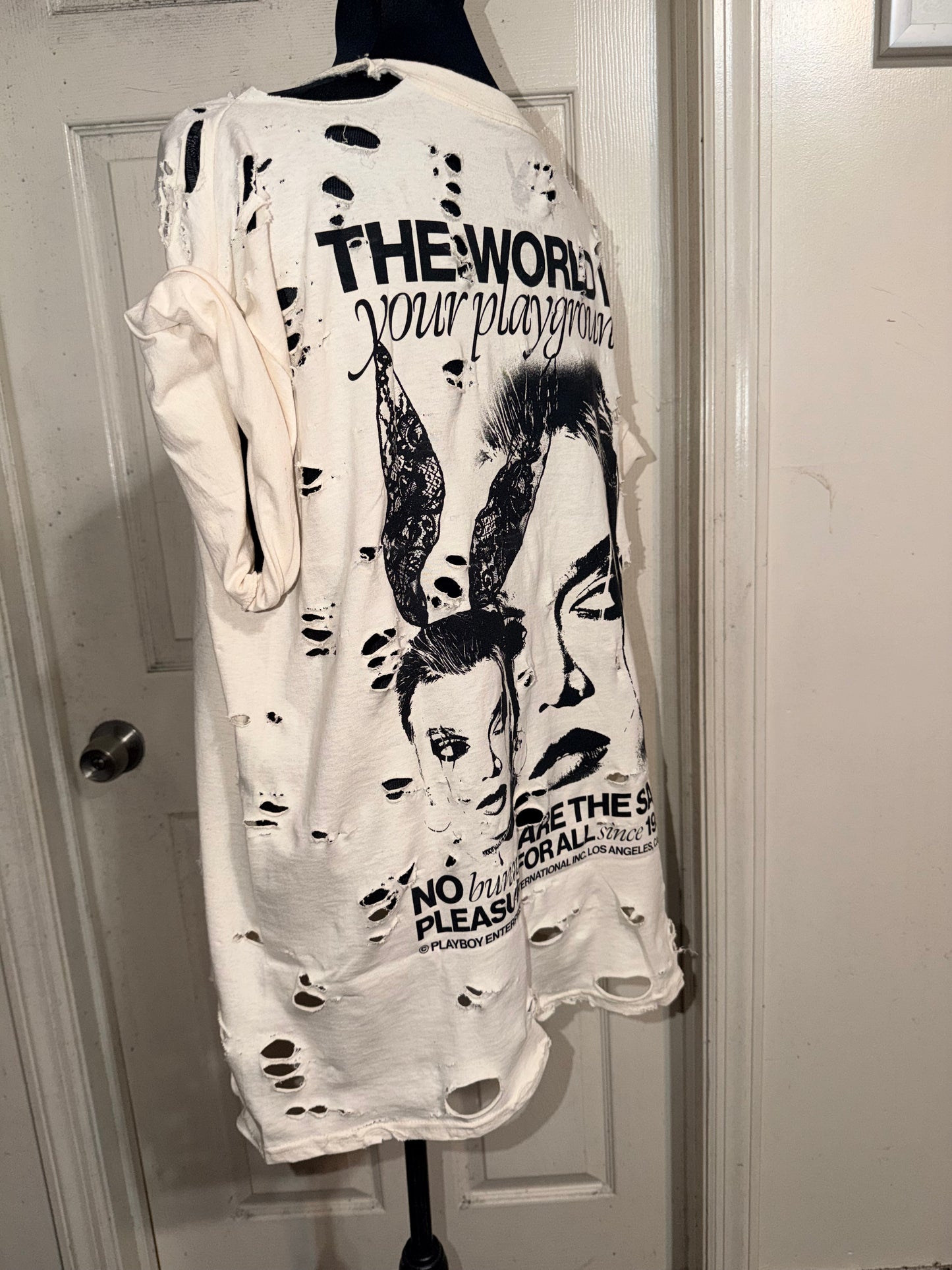 Playboy Double Sided Oversized Distressed Tee