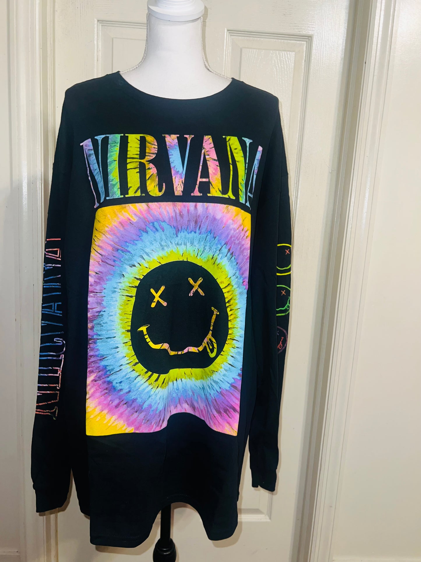 Nirvana Oversized Distressed Long Sleeve Tee