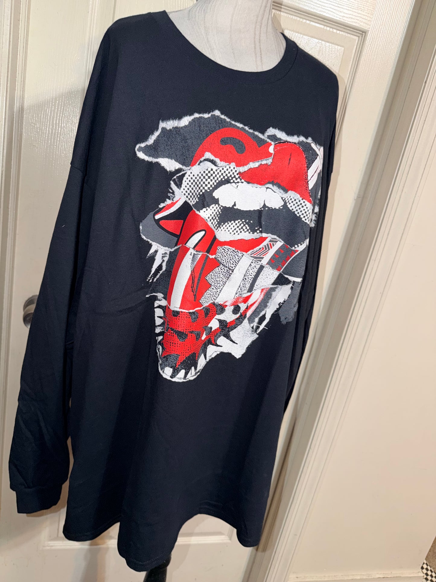 The Rolling Stones Oversized Distressed Long Sleeve Tee