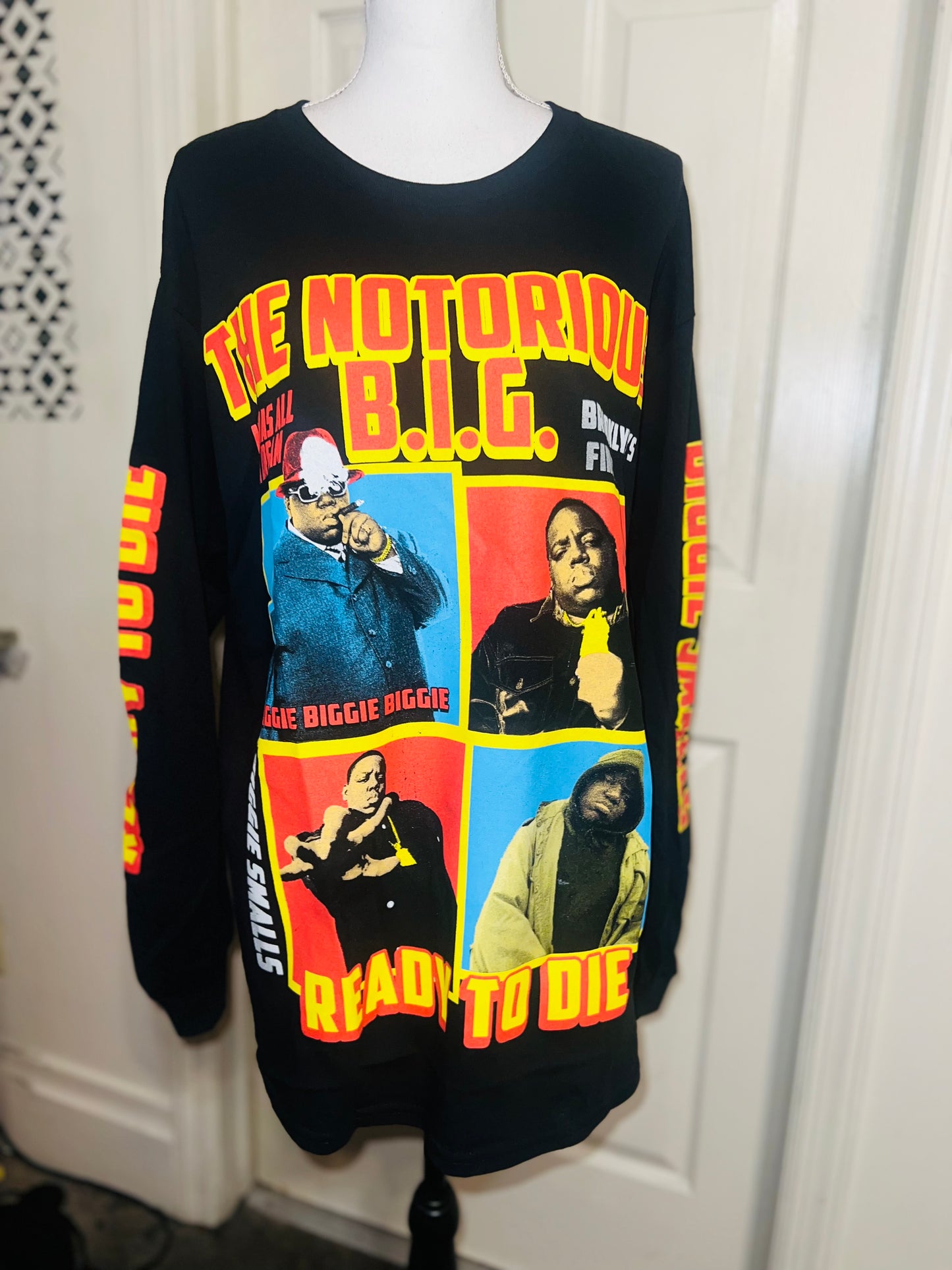 Notorious B.I.G. Oversized Distressed Long Sleeve Tee