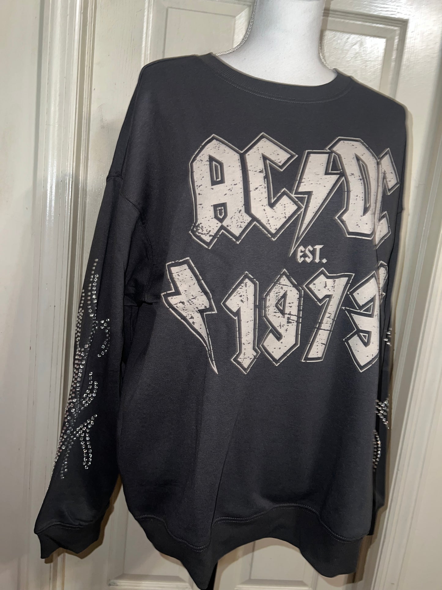 AC/DC Oversized Distressed Sweatshirt