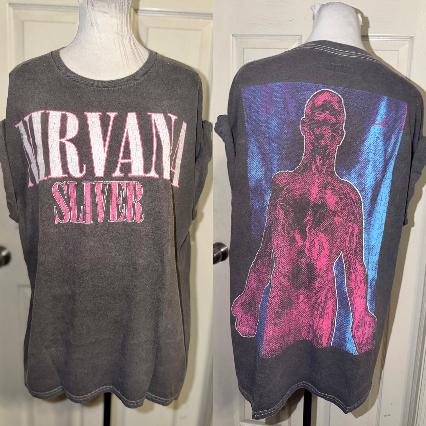 Nirvana Double Sided Oversized Distressed Tee