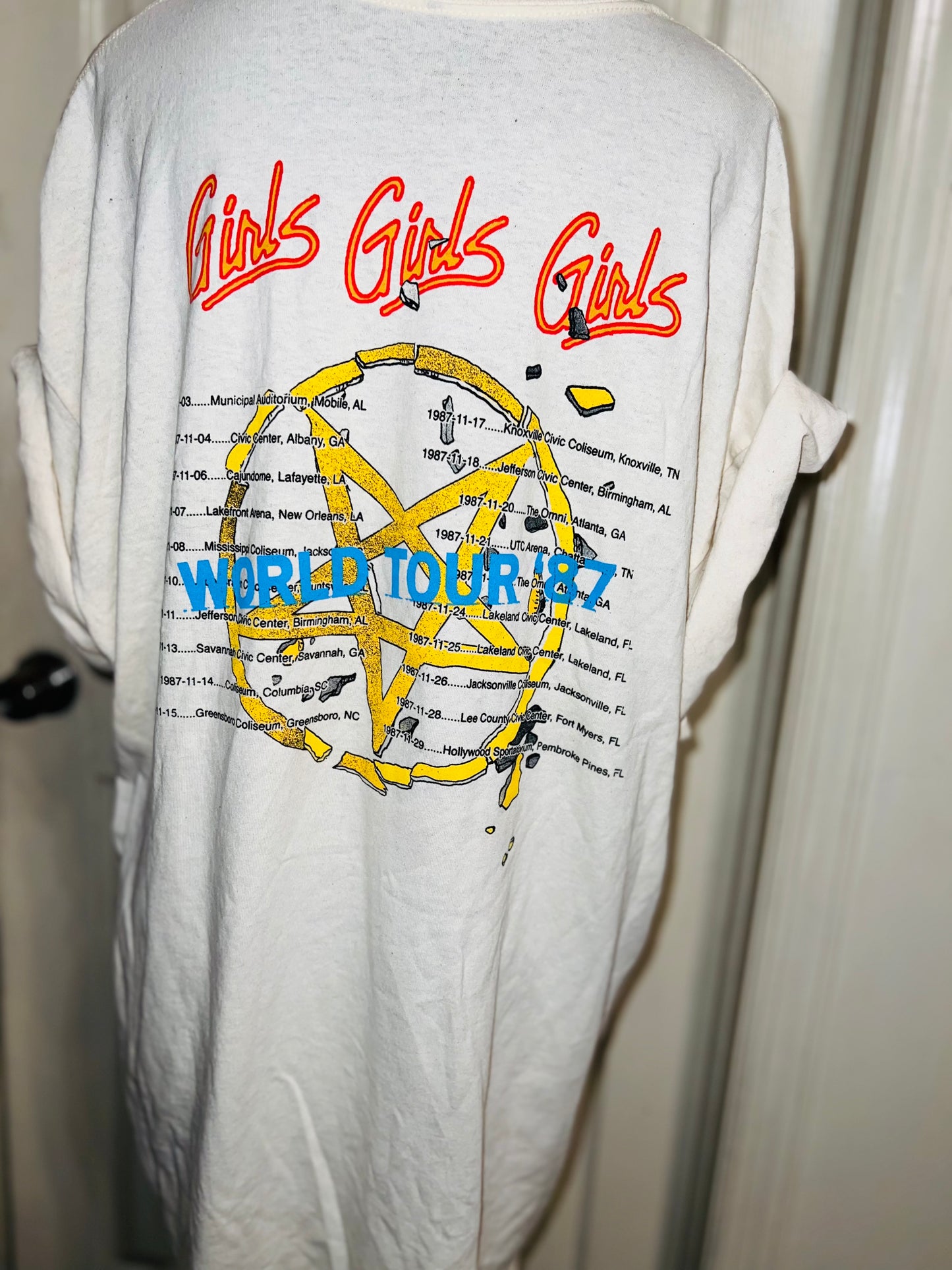 Motley Crue Tour Double Sided  Oversized Distressed Tee