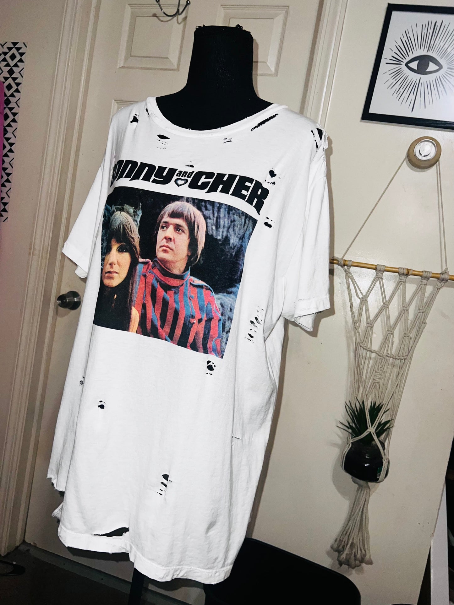 Sonny and Cher Oversized Distressed Tee