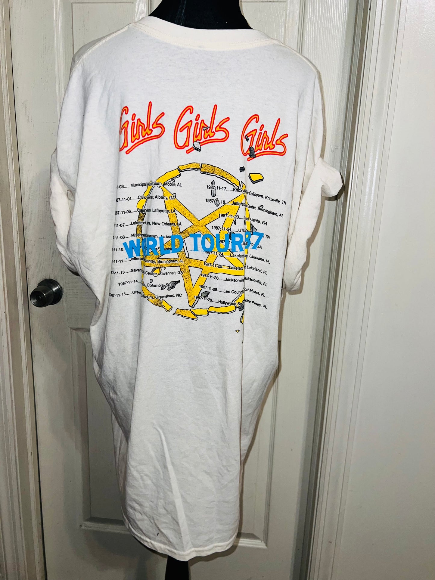 Motley Crue Tour Double Sided  Oversized Distressed Tee