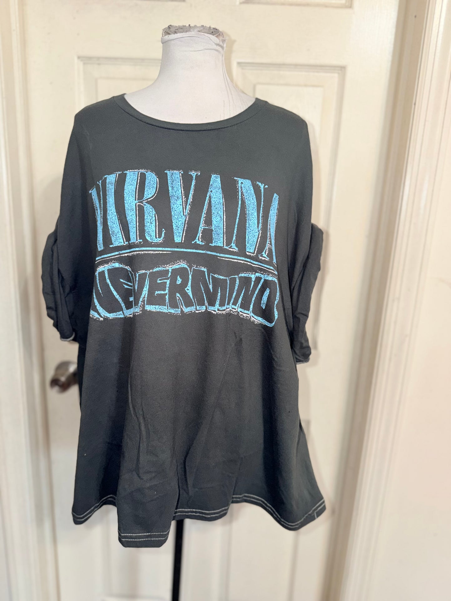 Nirvana Double Sided Oversized Distressed Tee