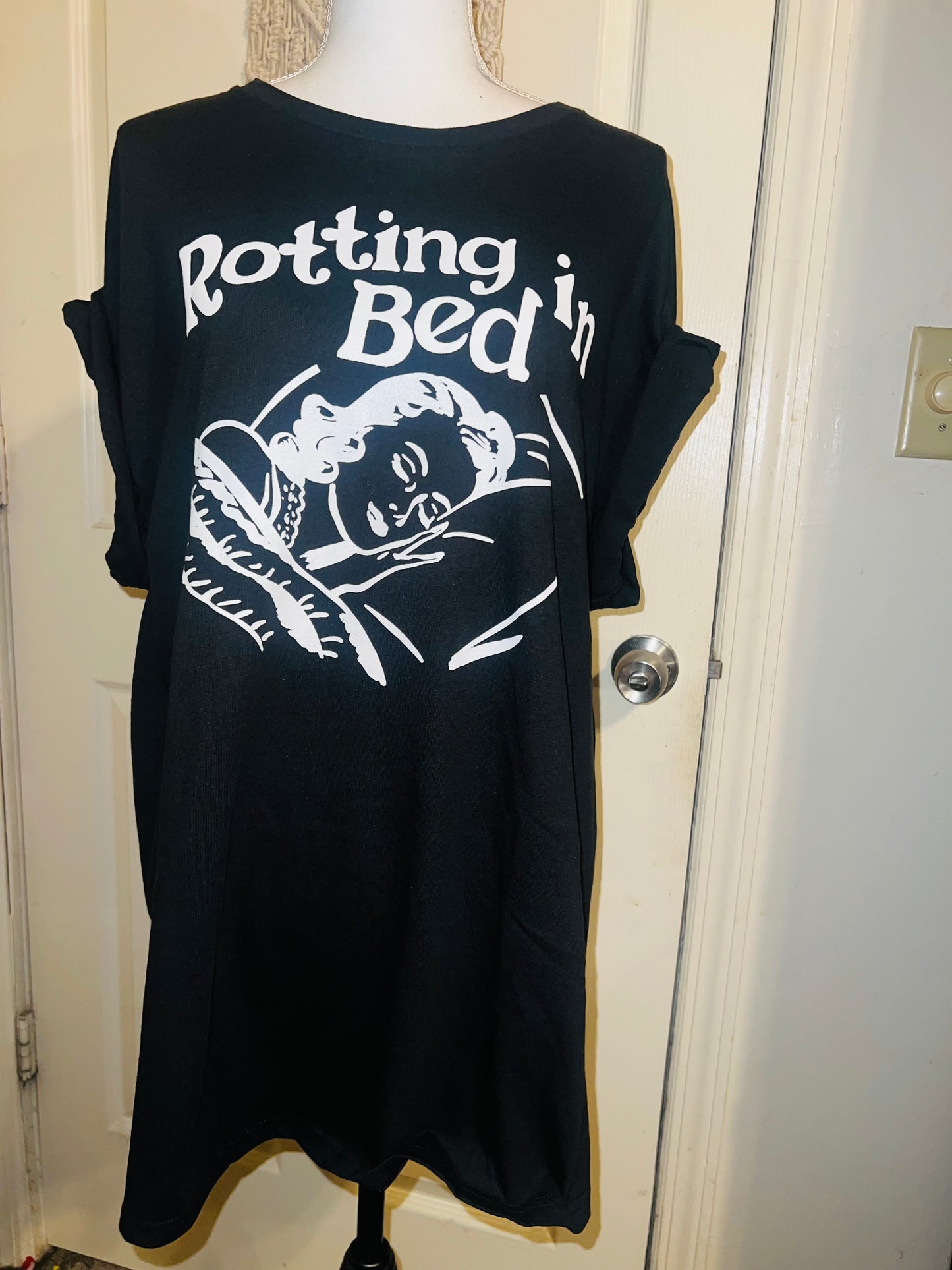 Rotting in Bed Oversized Distressed Tee