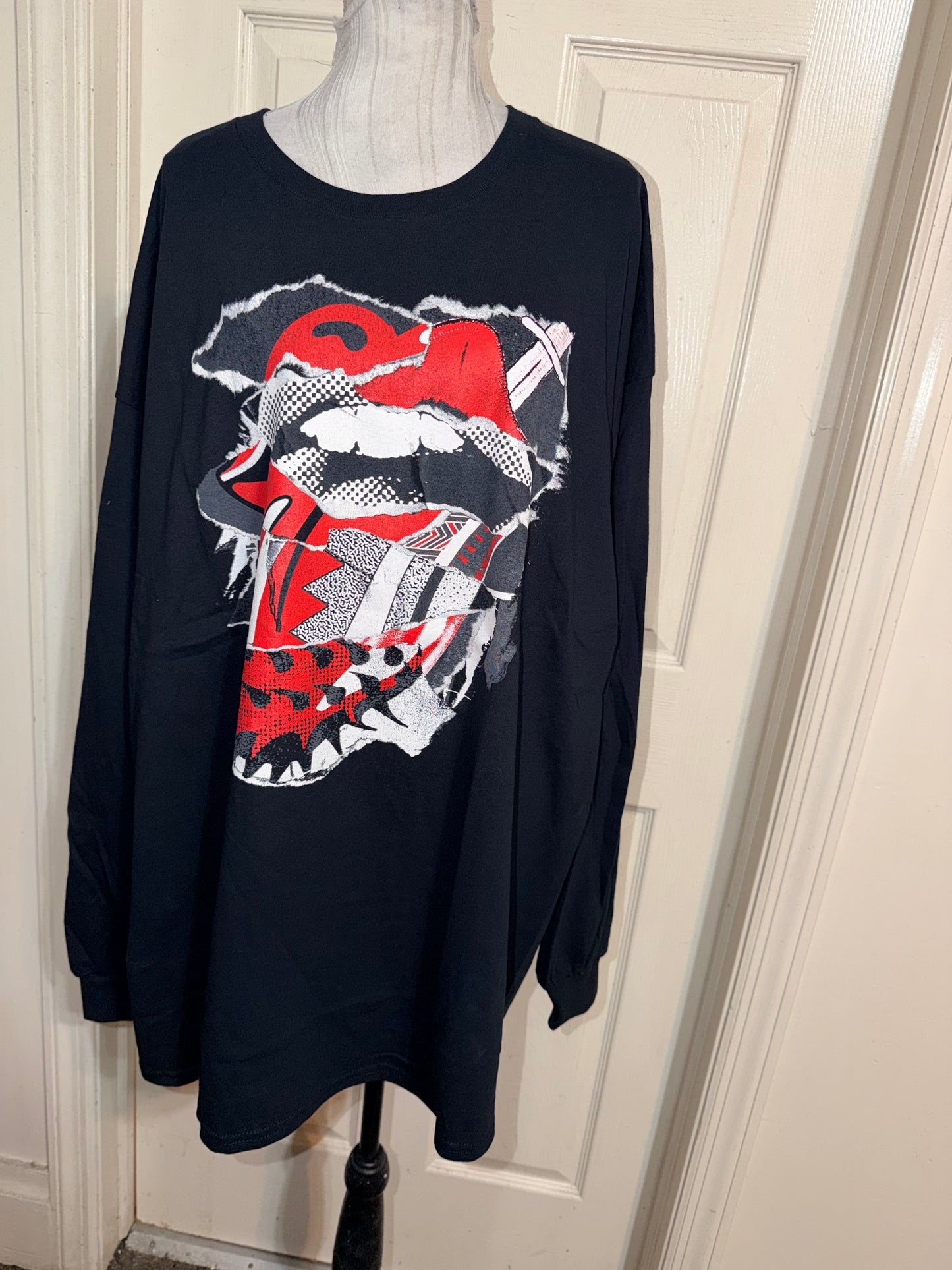 The Rolling Stones Oversized Distressed Long Sleeve Tee