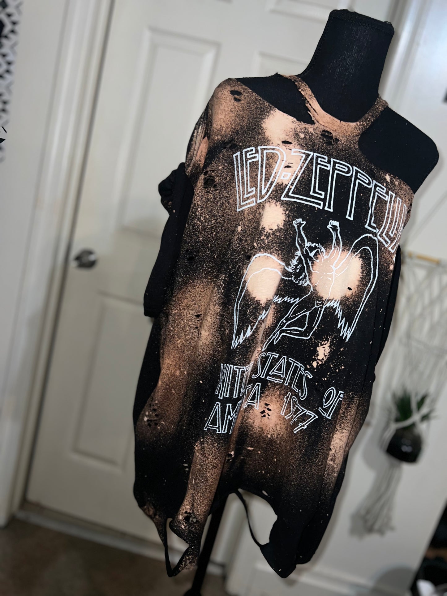 Led Zeppelin Bleached Oversized Distresed Tee