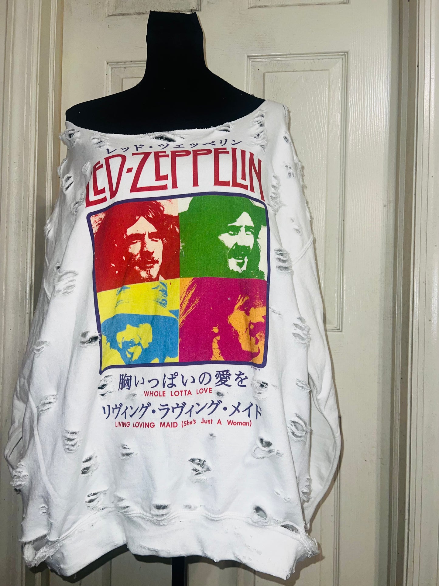 Led Zeppelin Oversized Distressed Sweatshirt