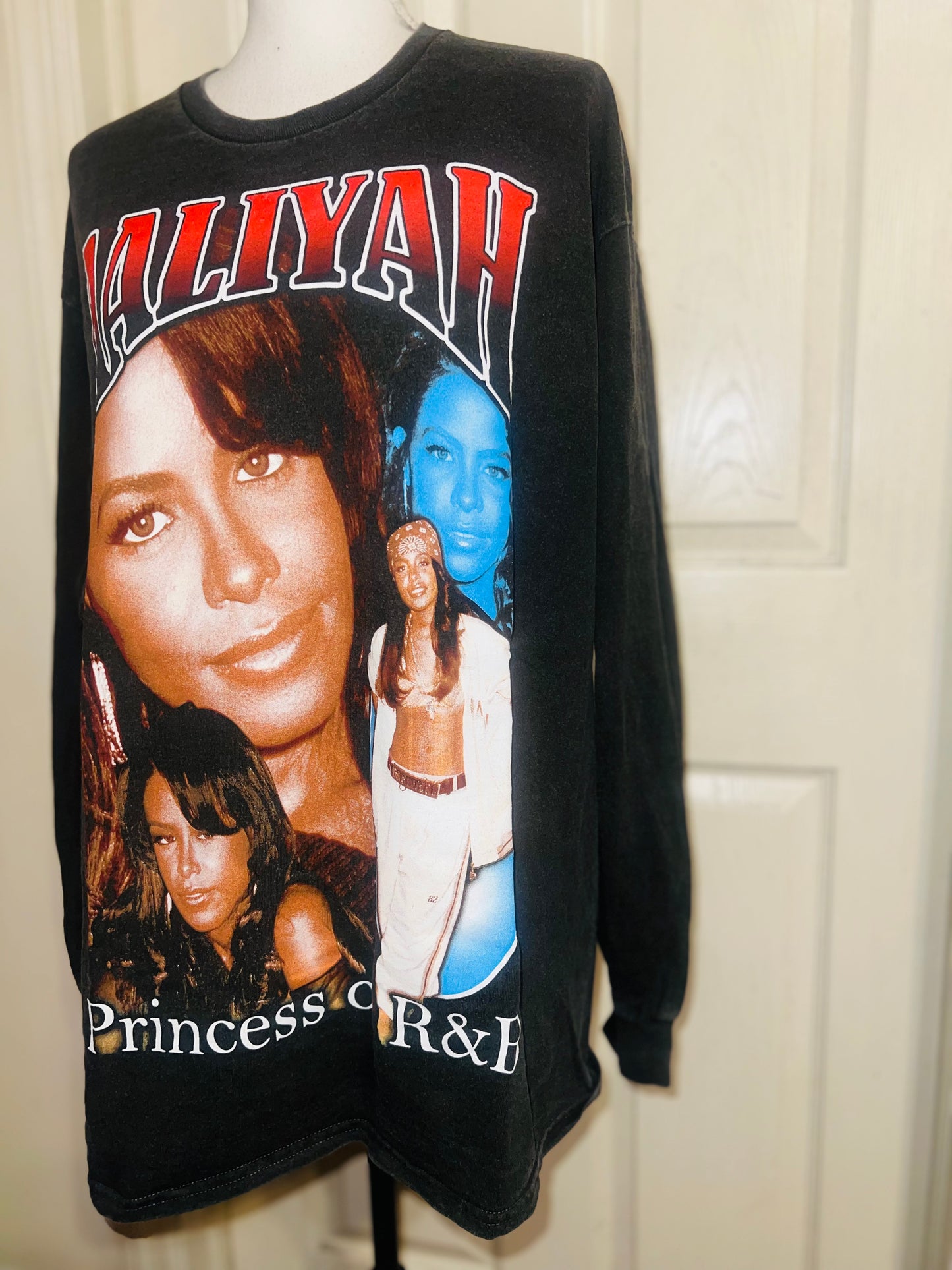 Aaliyah Oversized Distressed Long Sleeve Tee