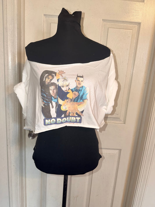 No Doubt Oversized Distressed Cropped Tee