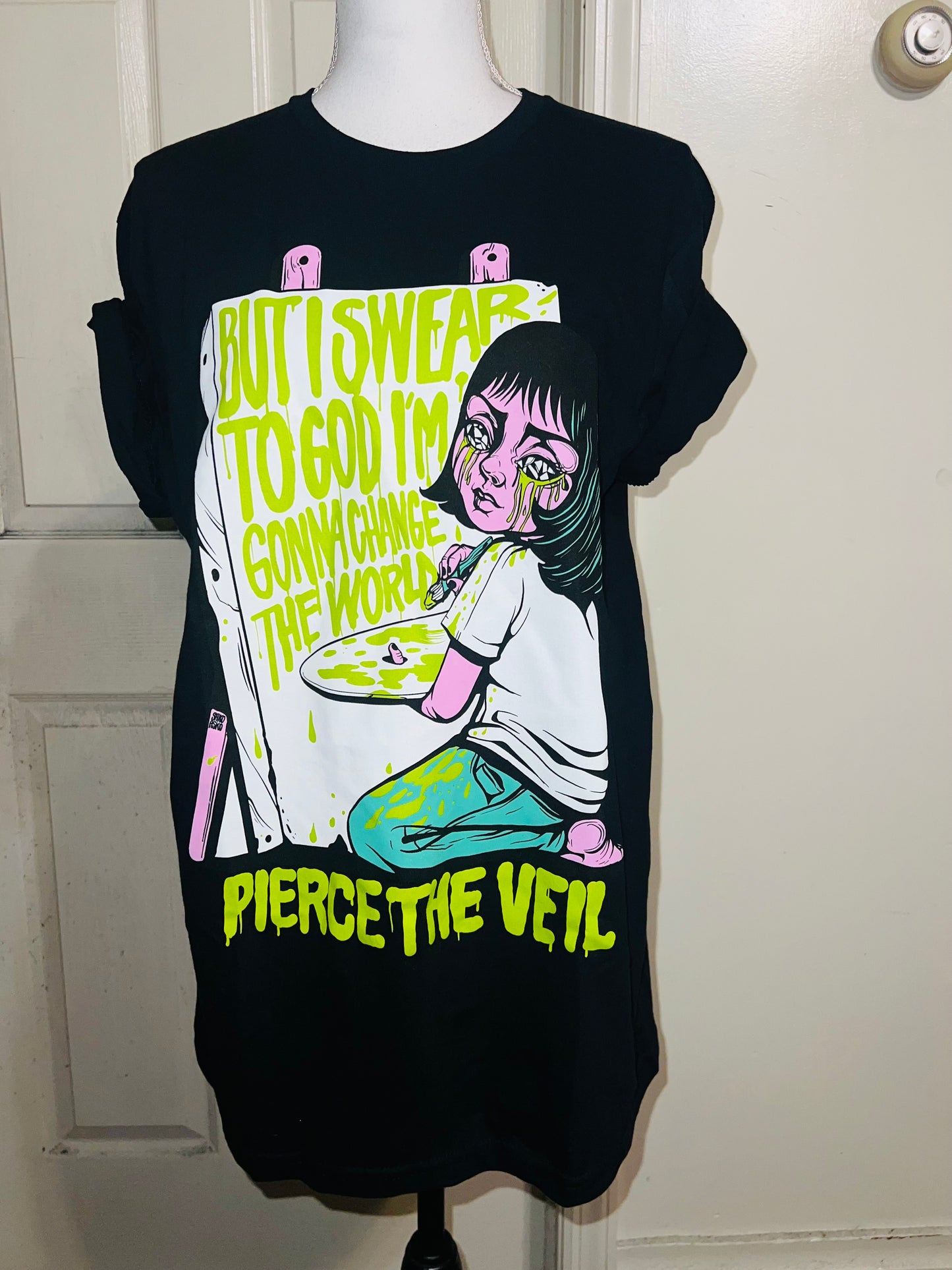 Pierce the Veil Oversized Distressed Tee