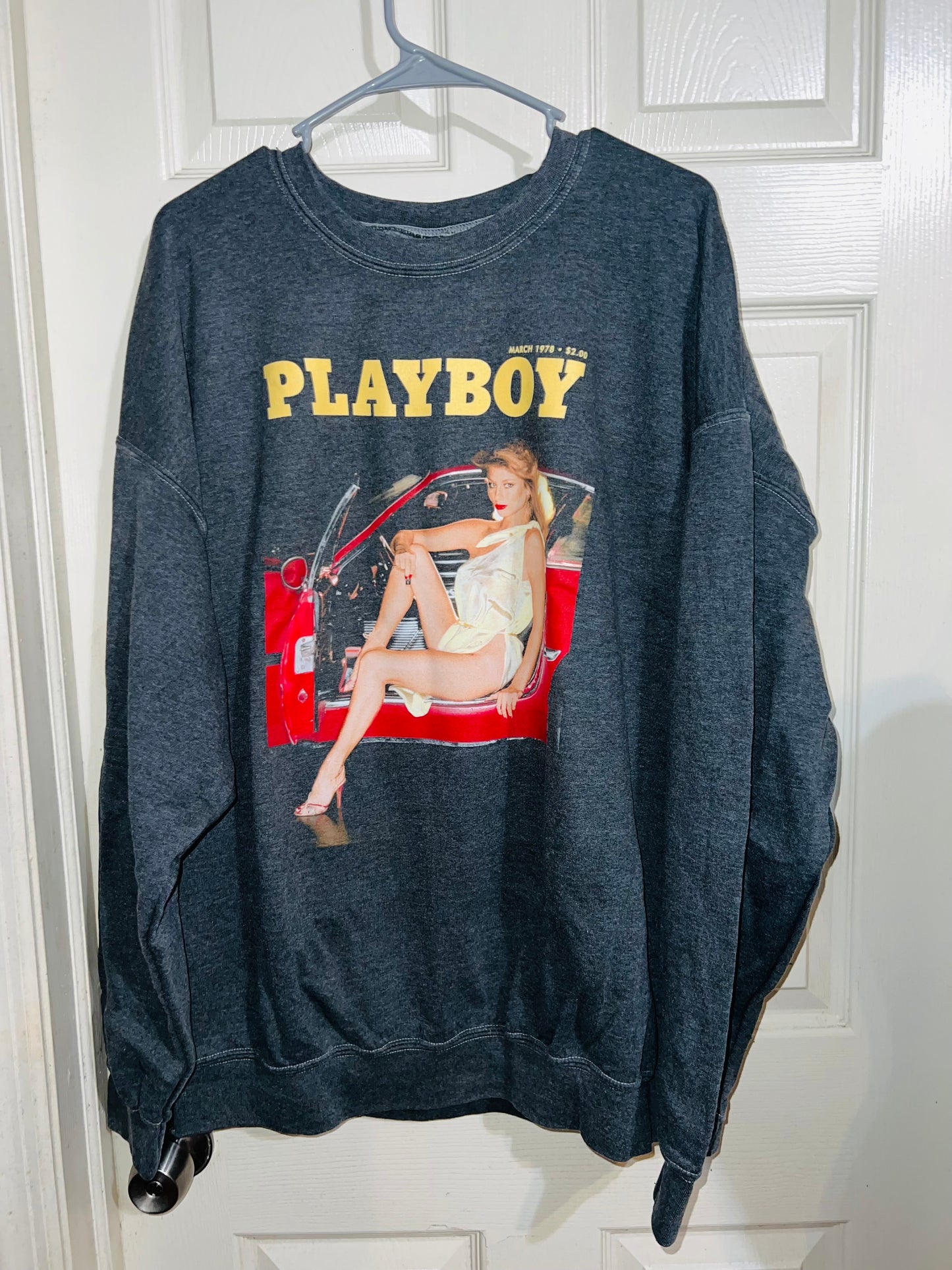 Playboy Magazine Oversized Distressed Sweatshirt