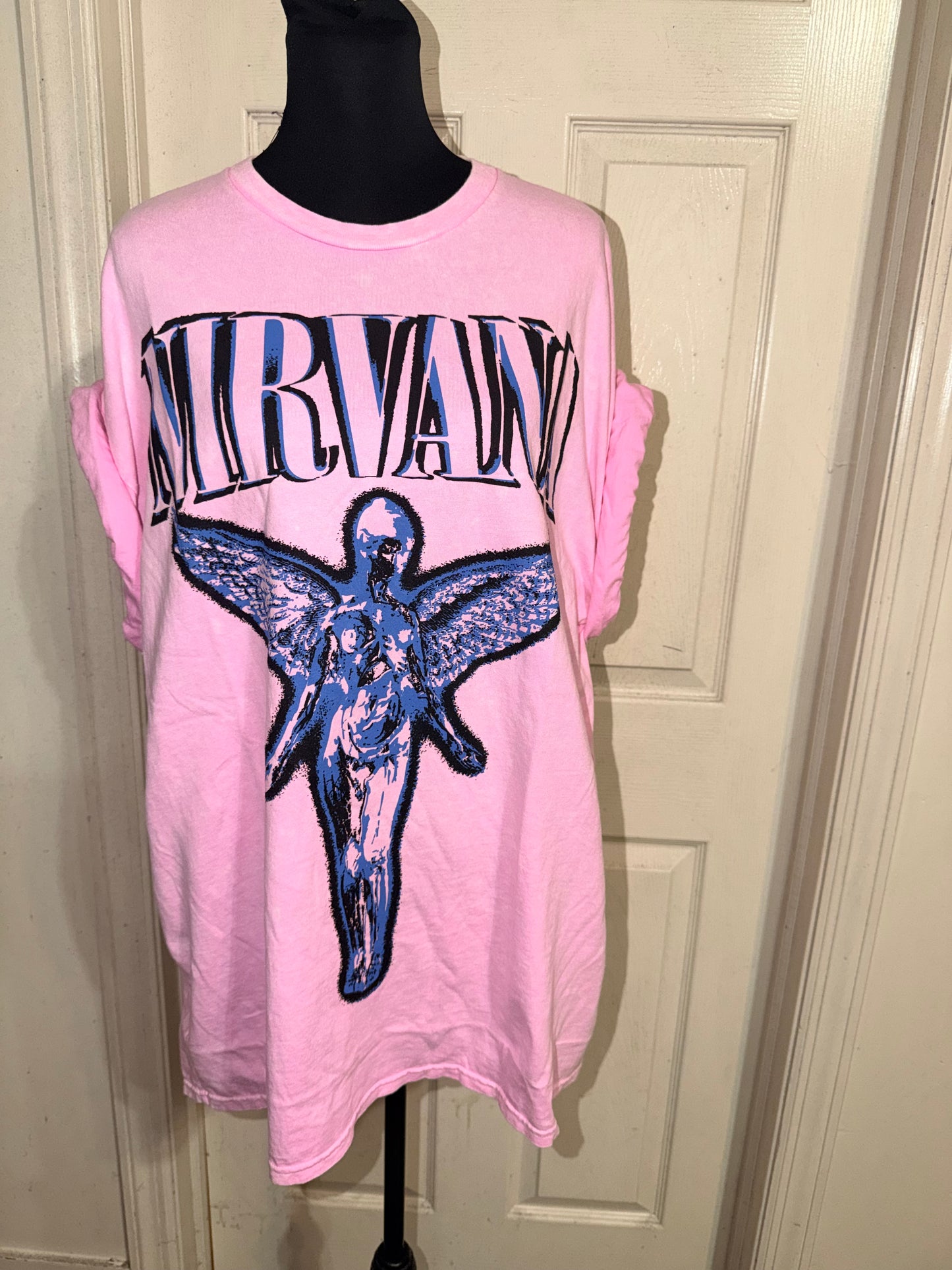 Nirvana Double Sided Oversized Distressed Tee
