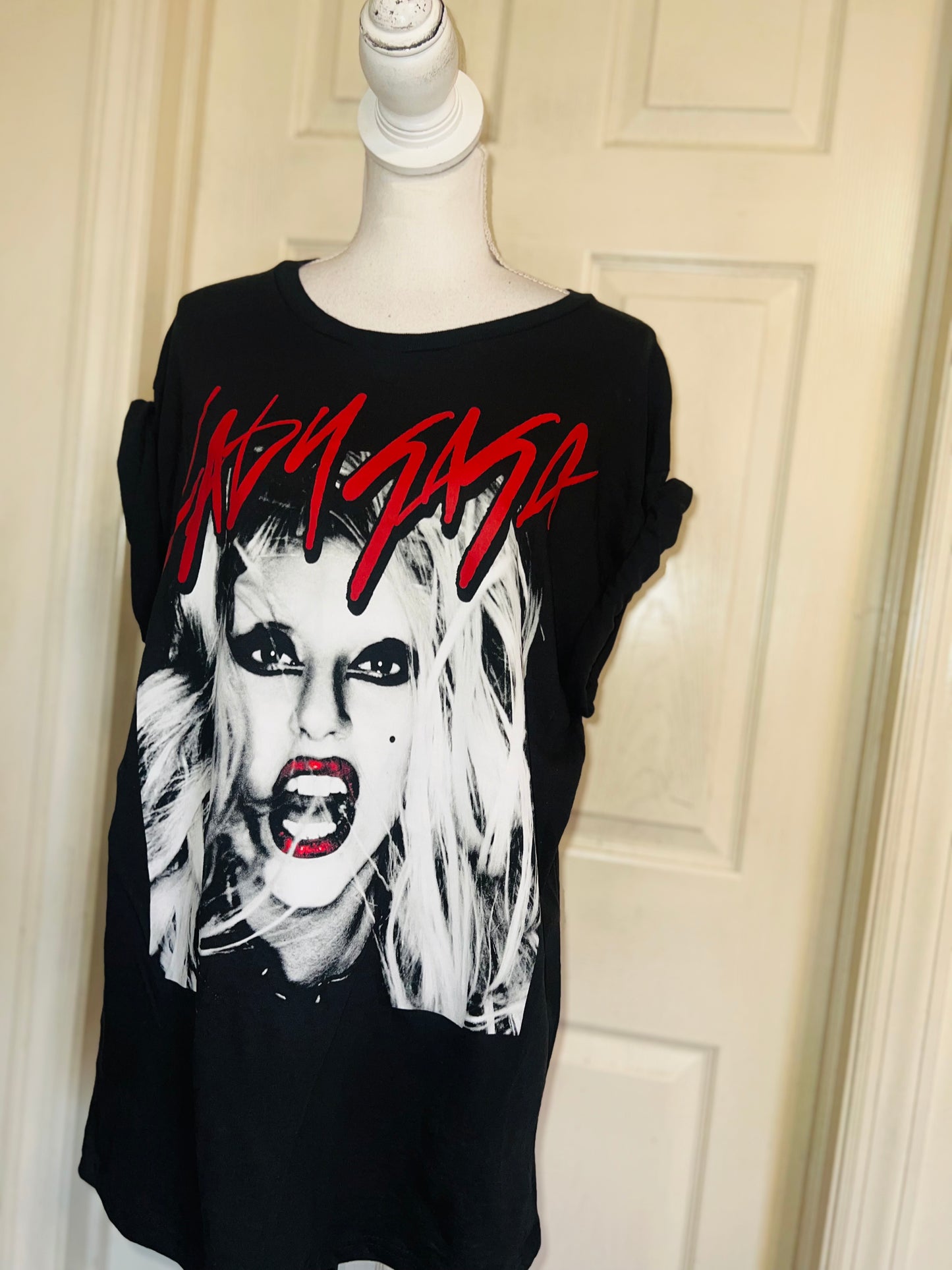 Lady Gaga Oversized Distressed Tee