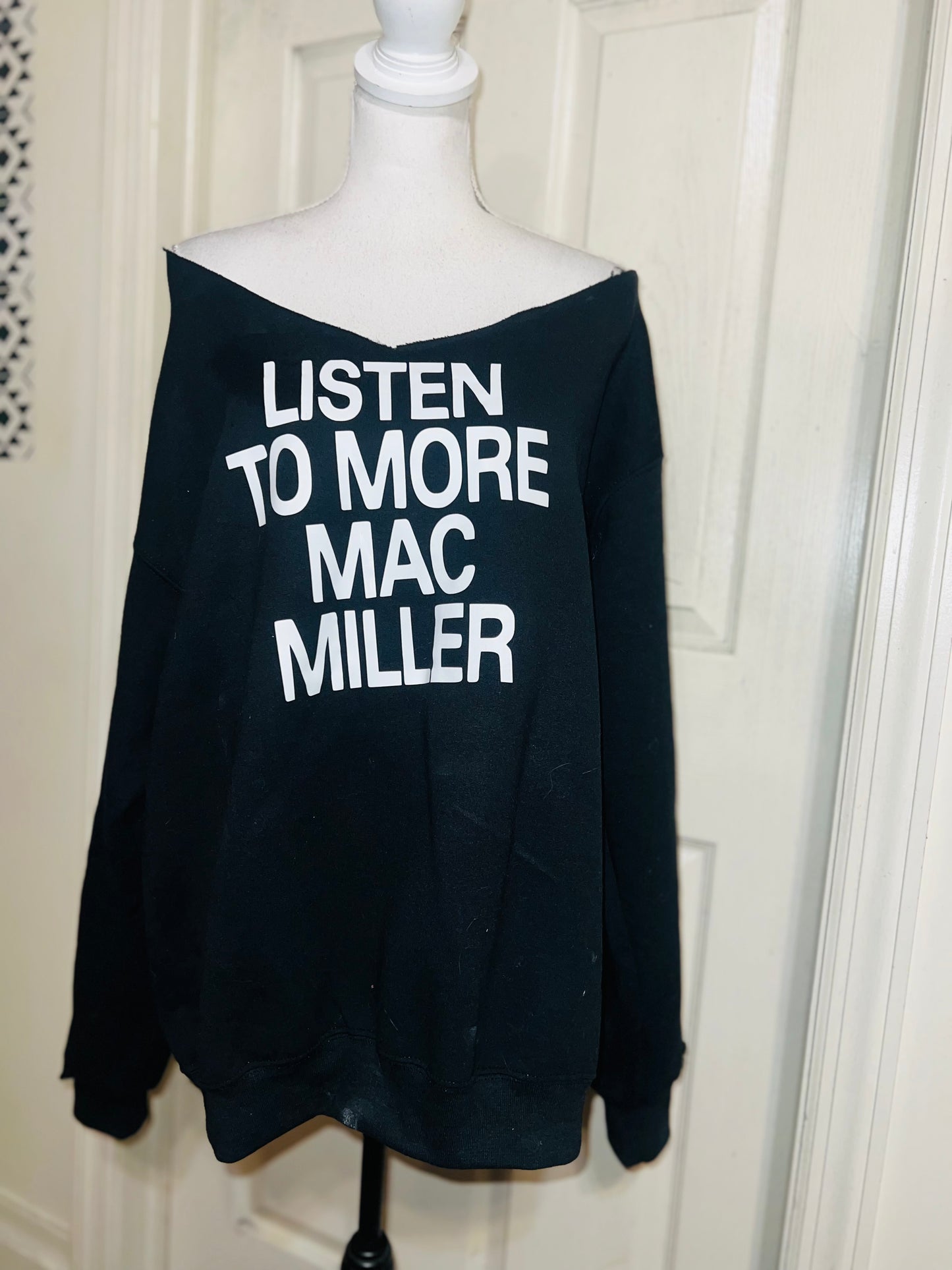 Mac Miller Oversized Distressed Sweatshirt