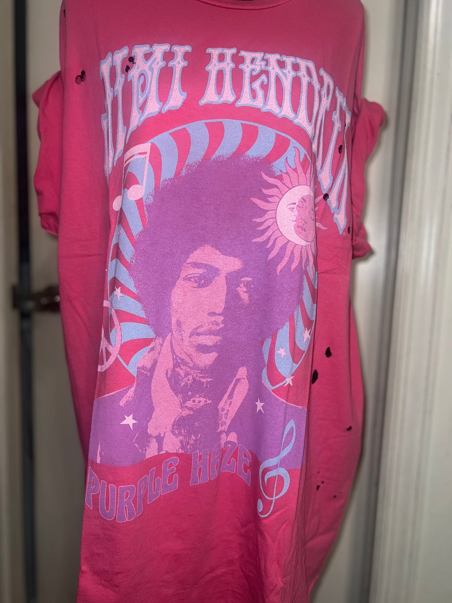 Jimi Hendrix Purple Haze Oversized Distressed Tee