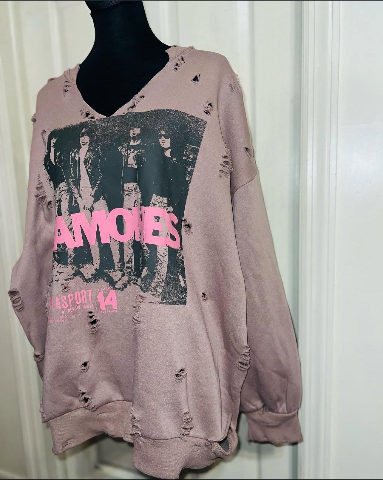 The Ramones Oversized Distressed Sweatshirt