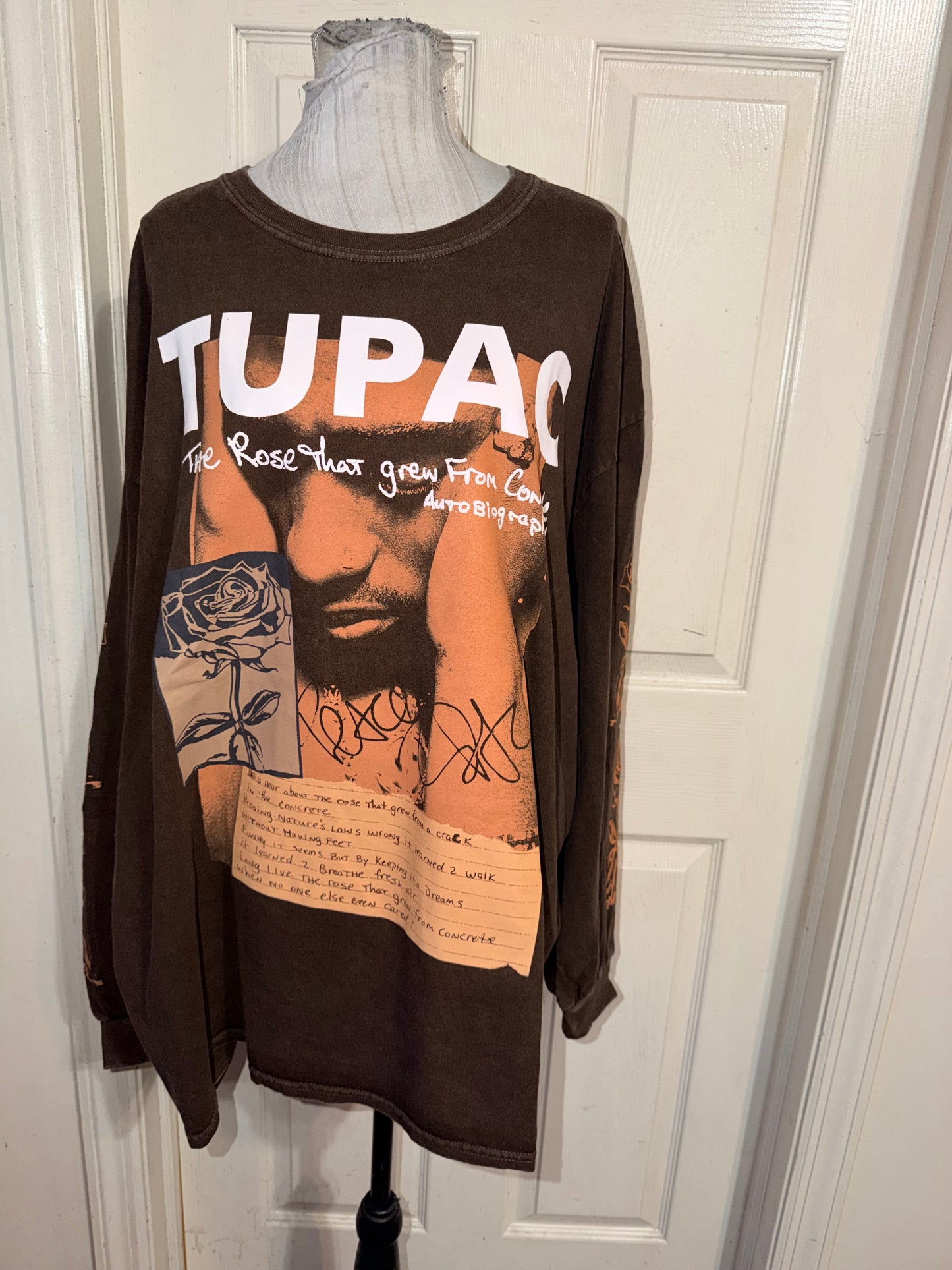 Tupac Oversized Distressed Long Sleeve Tee