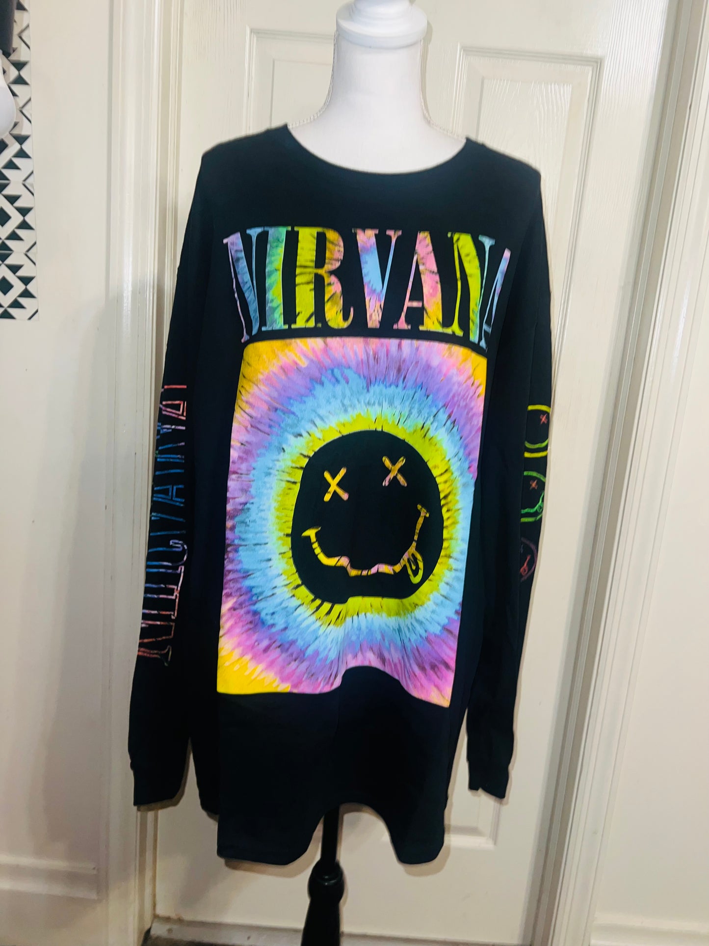 Nirvana Oversized Distressed Long Sleeve Tee