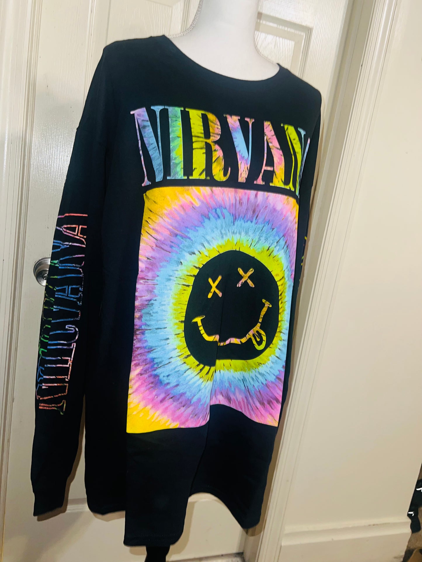 Nirvana Oversized Distressed Long Sleeve Tee