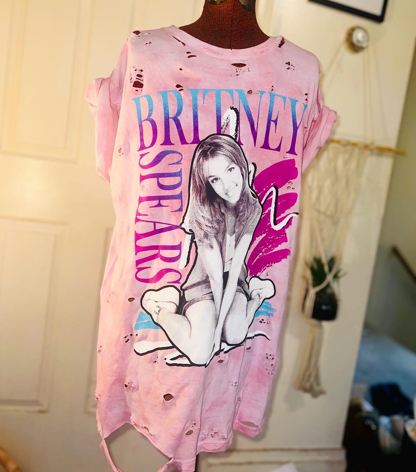 Britney Spears Tie Dye Oversized Distressed Tee