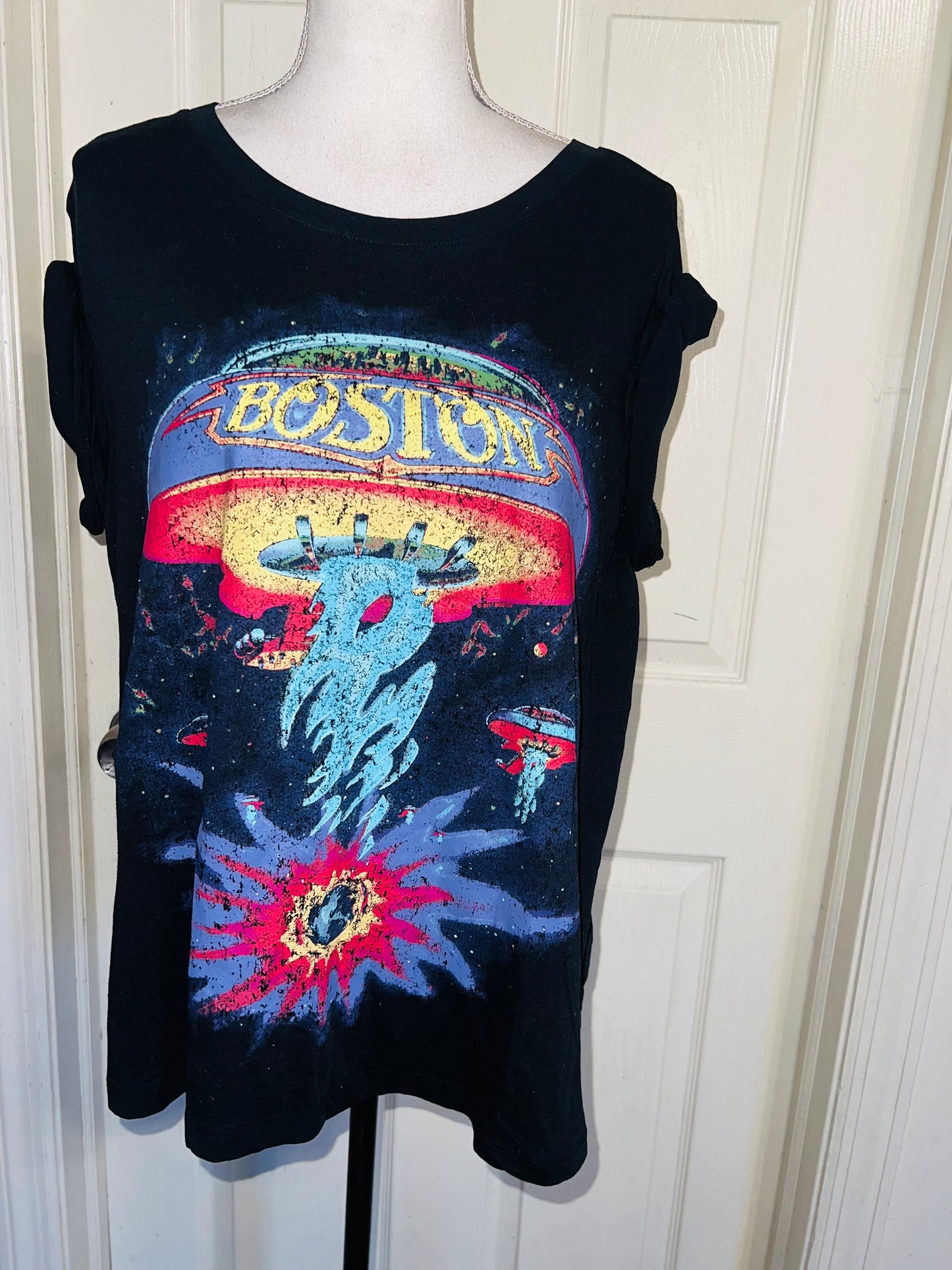 Boston Double Sided Oversized Distressed Tee
