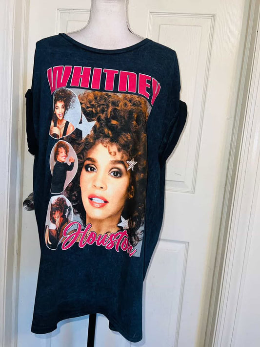 Whitney Houston Double Sided Oversized Distressed Tee