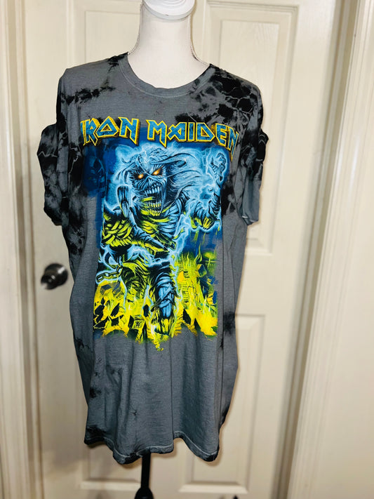 Iron Maiden Tie Dyed Distressed Oversized Tee