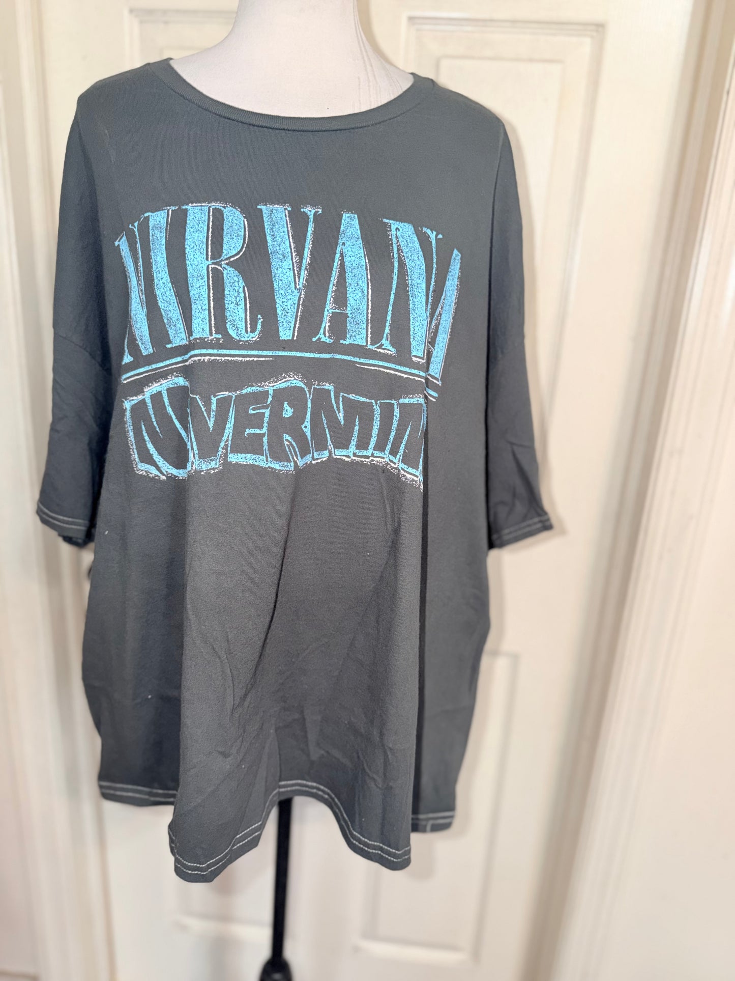 Nirvana Double Sided Oversized Distressed Tee